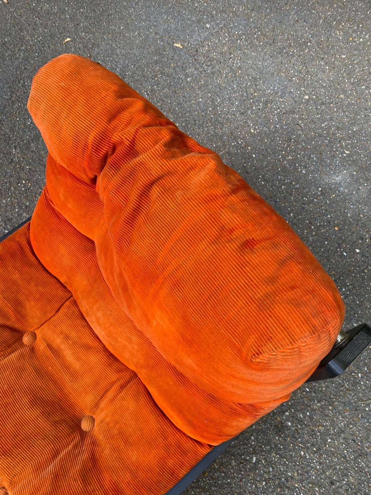 Vintage orange Scandinavian armchair from the 70s, velvet armchair