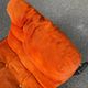 Vintage orange Scandinavian armchair from the 70s, velvet armchair
