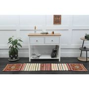1970s Vintage Turkish Handmade Wool & Cotton White Runner Rug 47x222