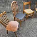 Series of 6 mismatched vintage chairs