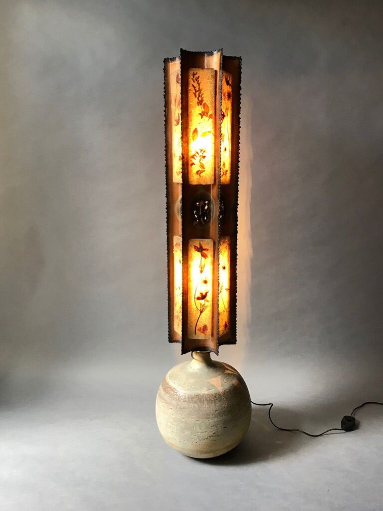 Lampadaire ceramique resine cuivre