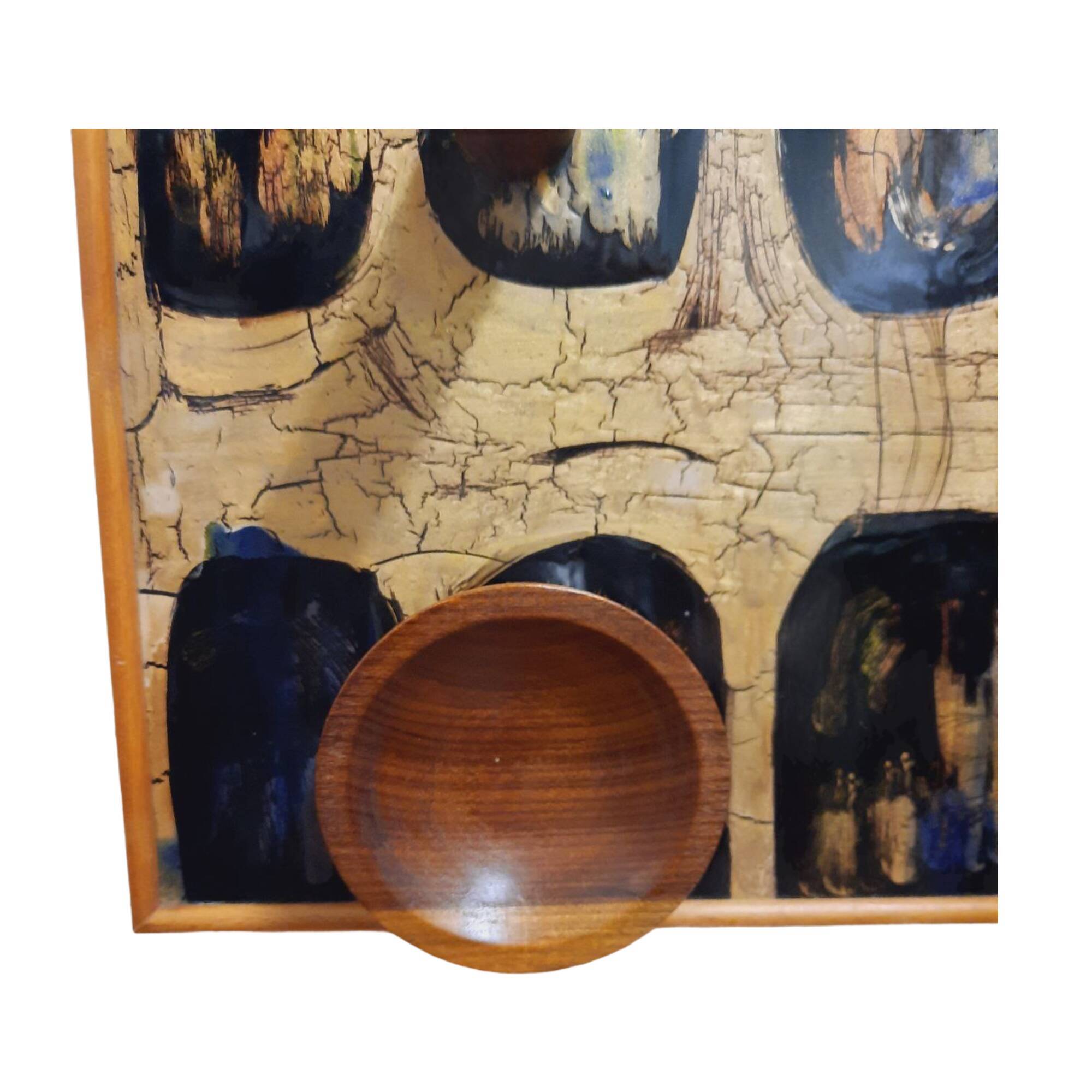 Vintage wooden coat hangers and glazed copper