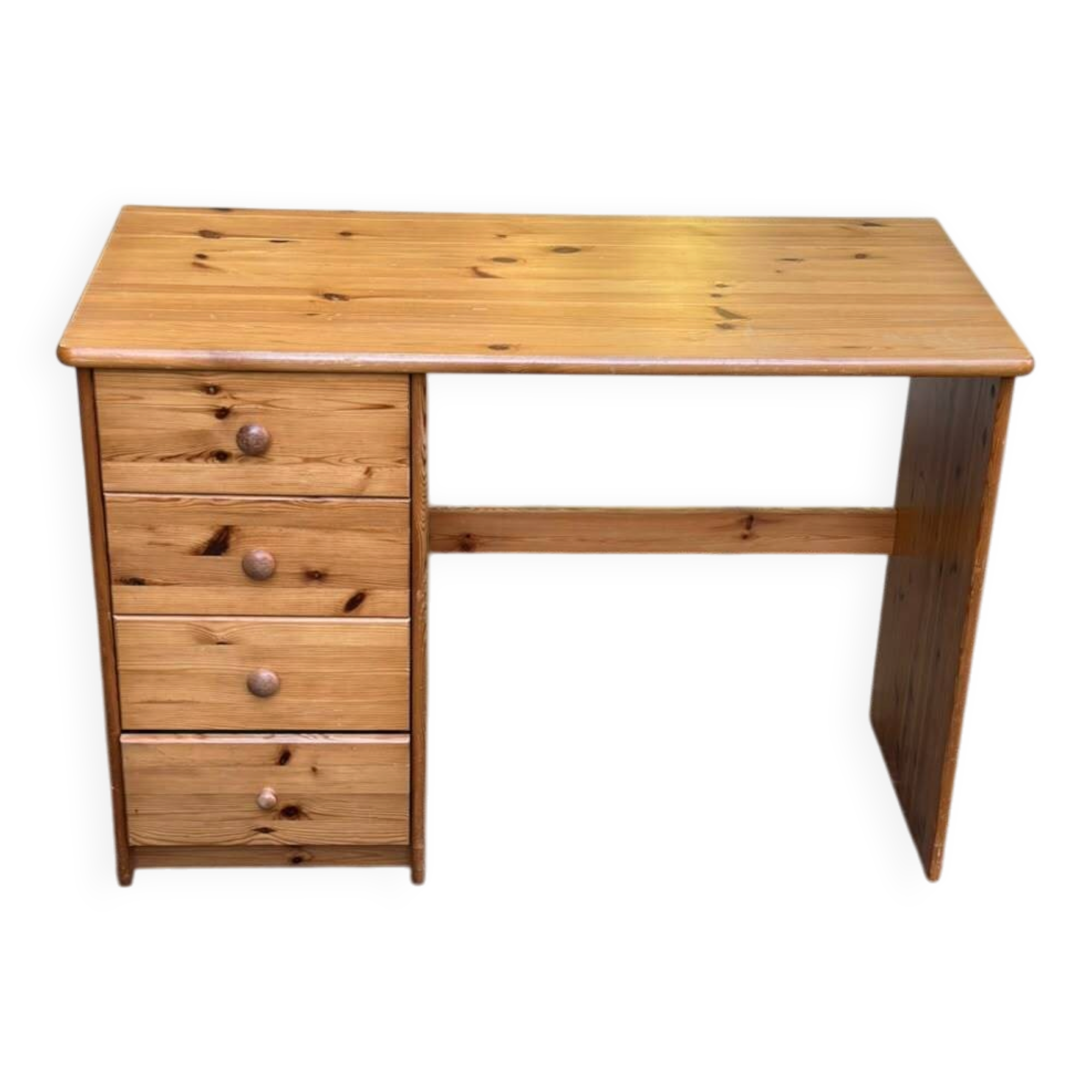 Solid pine desk with a 4-drawer unit — Scandinavian / chalet style