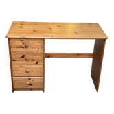 Solid pine desk with a 4-drawer unit — Scandinavian / chalet style