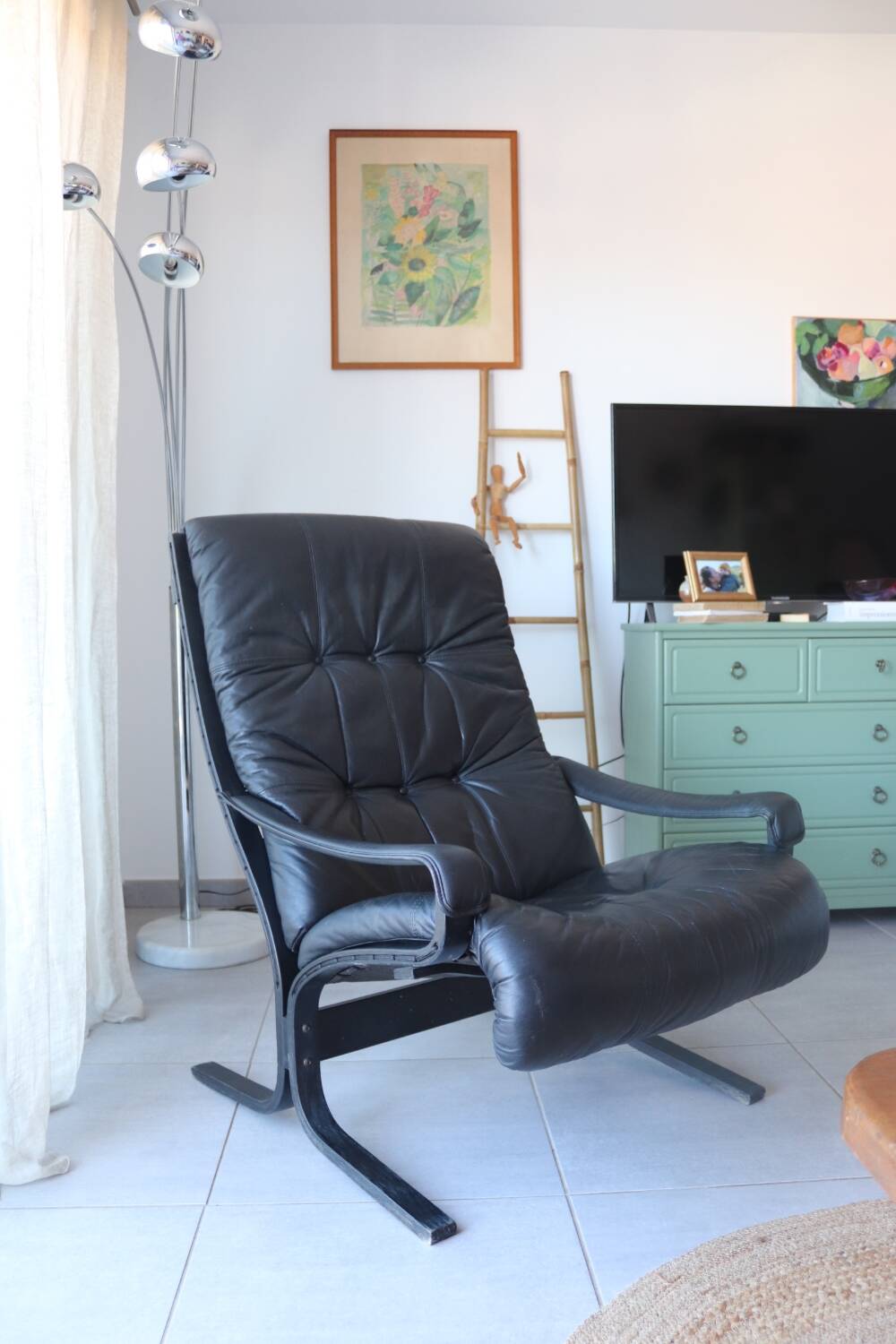 Siesta armchair Westnofa ingmar relling vintage black leather