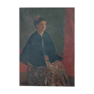 Seated woman painting