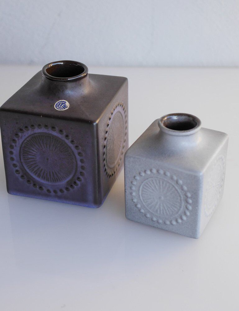 Mid-century Scandinavian modern art pottery vases in ceramic by Göran Andersson for Upsala Ekeby, Sweden, 1970s, set of 2