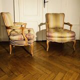 Pair of Roche Bobois cabriolet armchairs with "Queen's back"