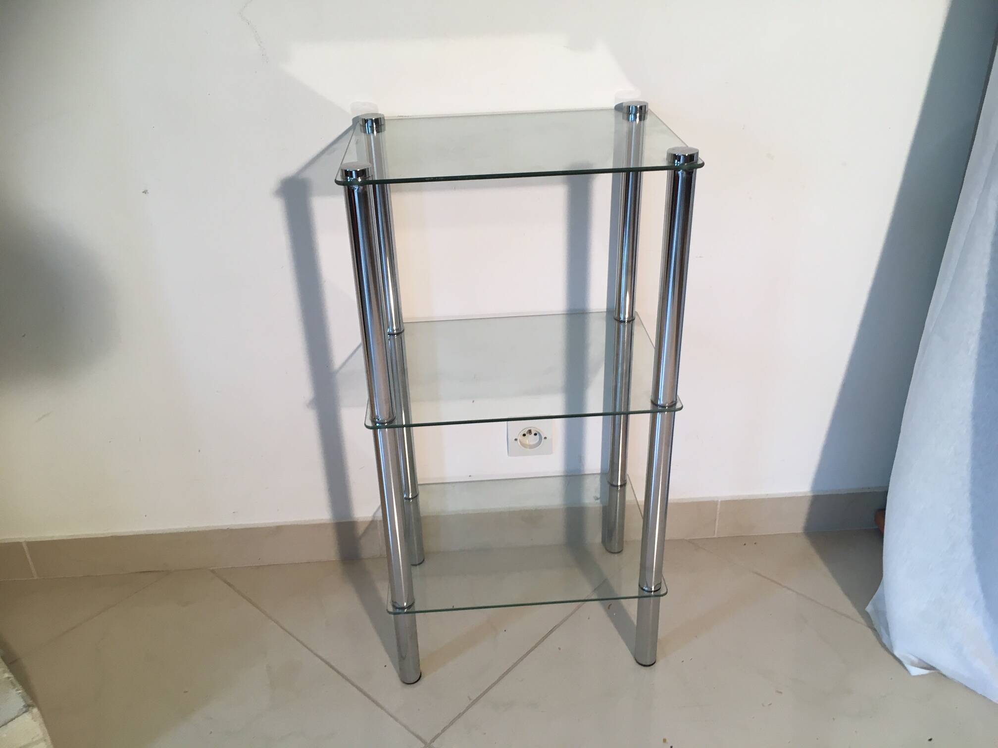 70s metal and glass shelf