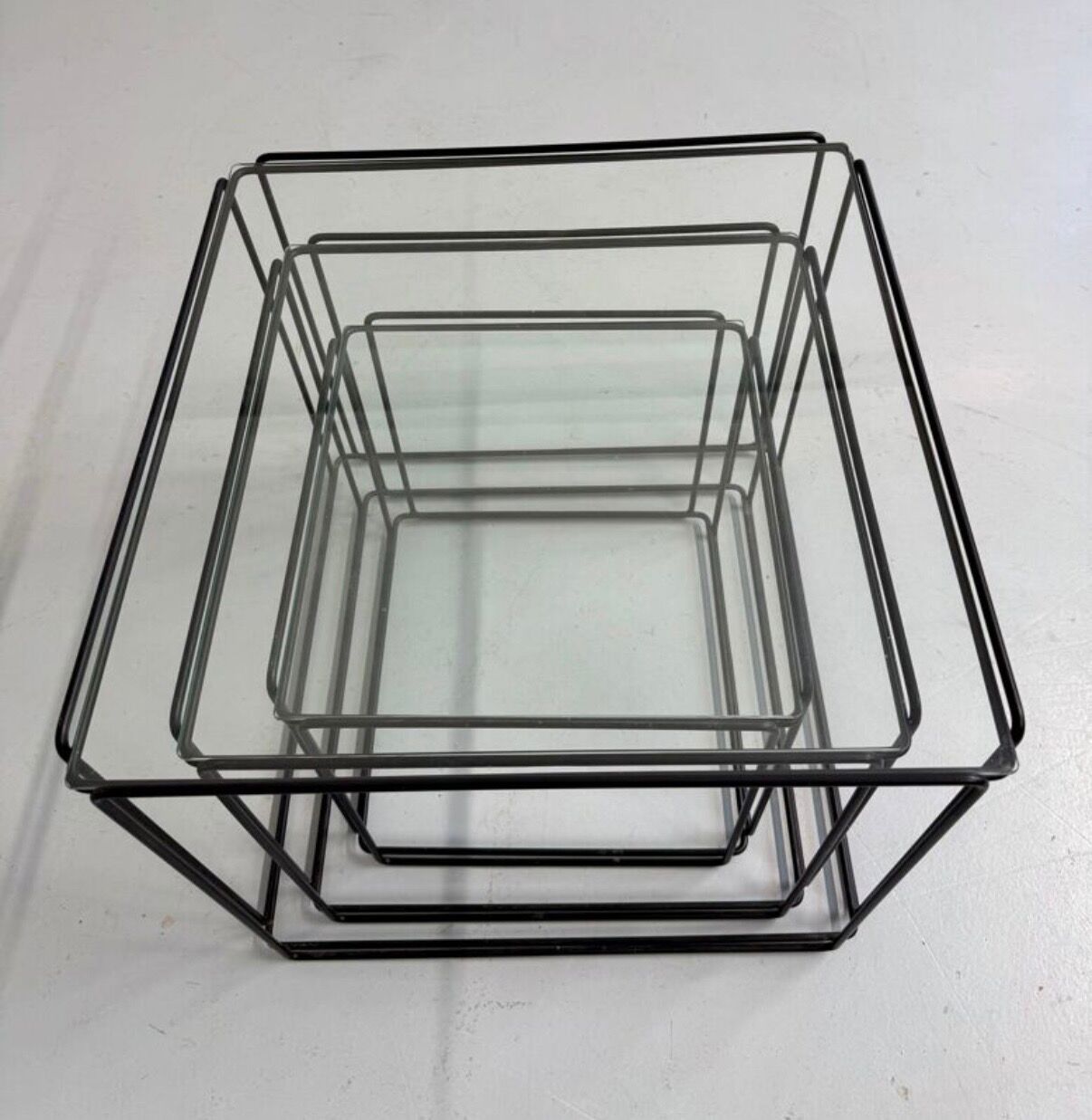 Lot of 3 vintage 1970s design nesting coffee tables by Max Sauze.