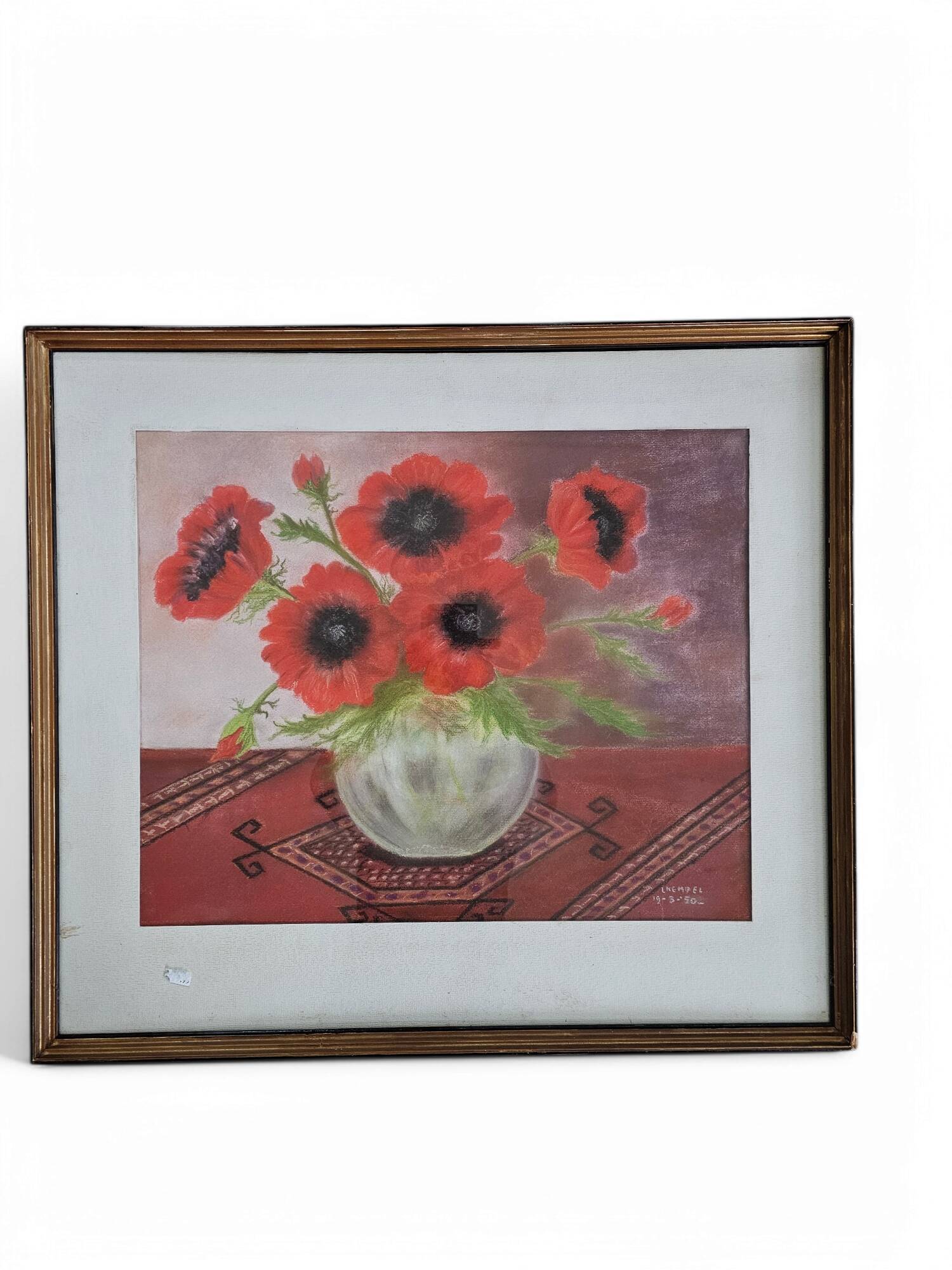 Chalk drawing Leo Kempel 1934 Picture  Width 60  Height 50 cm