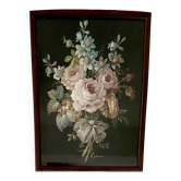 Painting on paper, glazed wooden frame