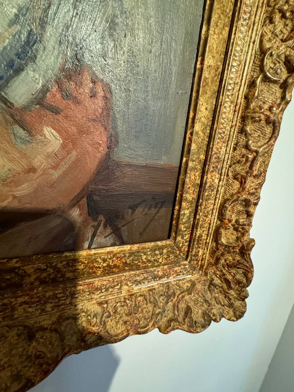 Old painting, portrait of a gypsy woman, signed Yves Diey, 20th century