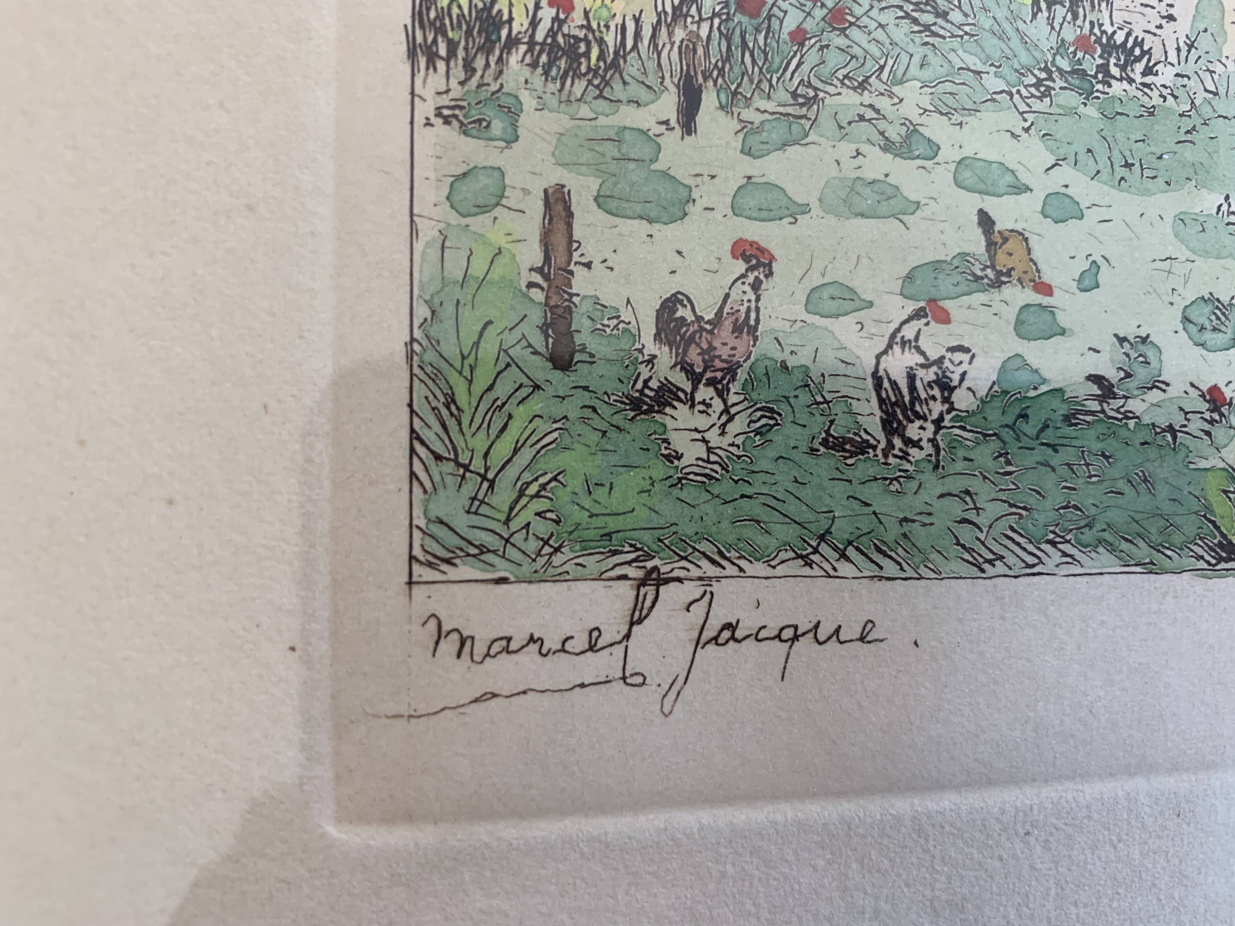 Antique print Marcel Jacque, Barbizon