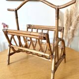 Vintage bamboo rattan magazine rack