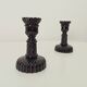 Pair of vintage 60s candlesticks in black opaline
