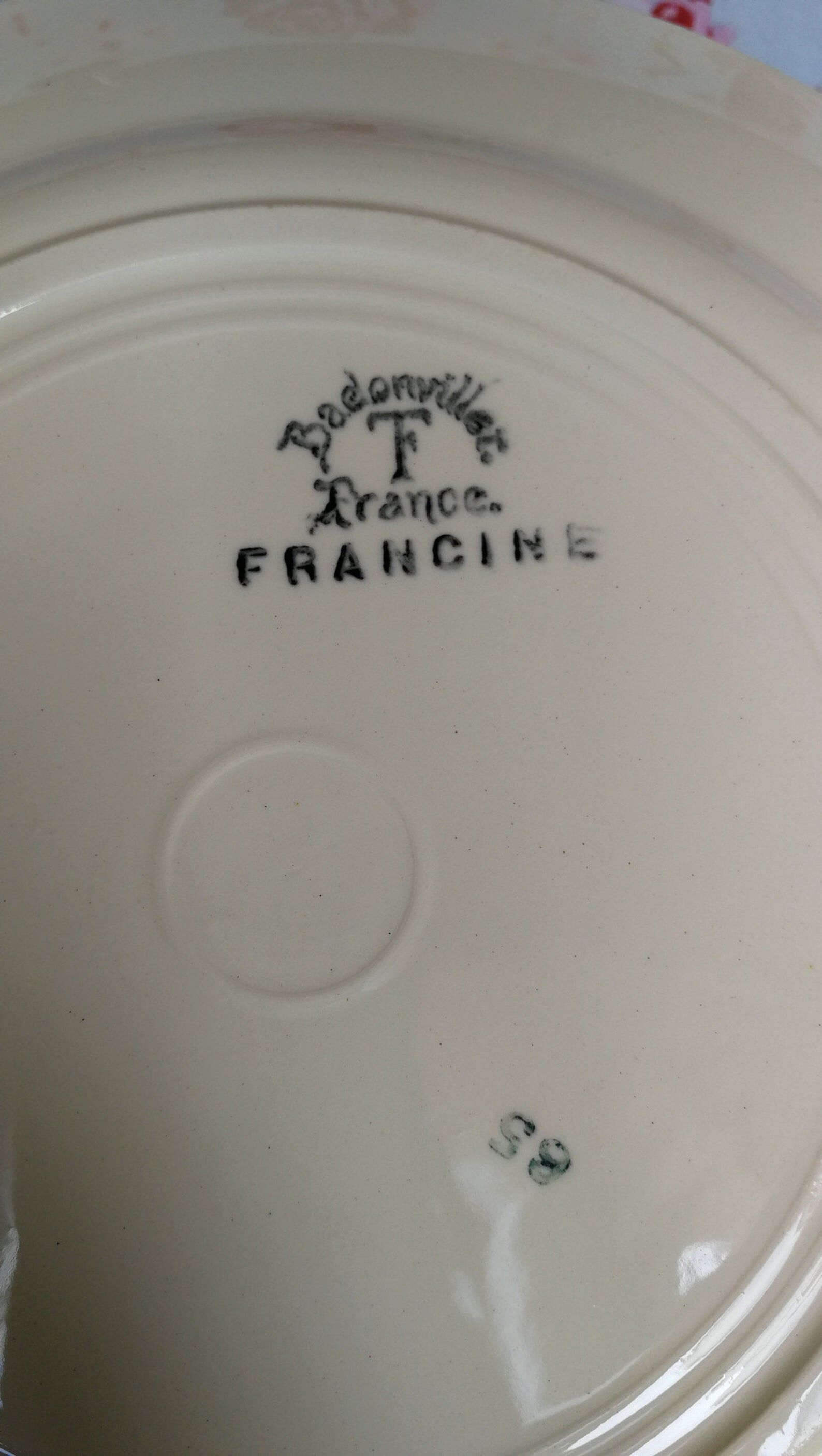 6 plates old Badonviller francine blue and green flowers au pochoir