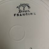 6 assiettes plates anciennes Badonviller francine fleurs bleues et vertes au pochoir