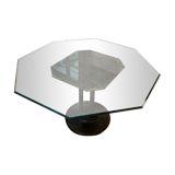 Table en verre avec pied industriel
