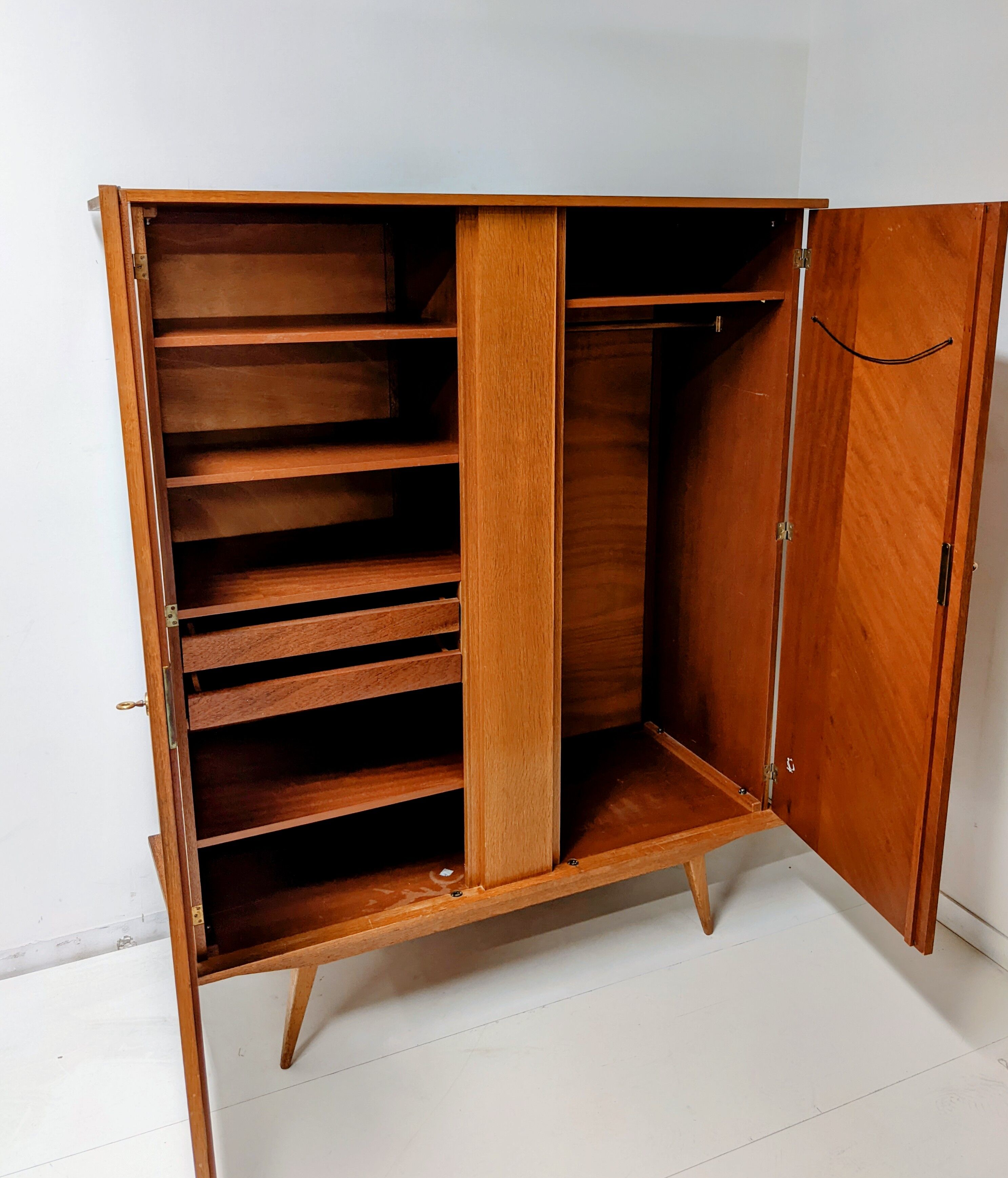 Wardrobe vintage wooden wardrobe compass feet Scandinavian style