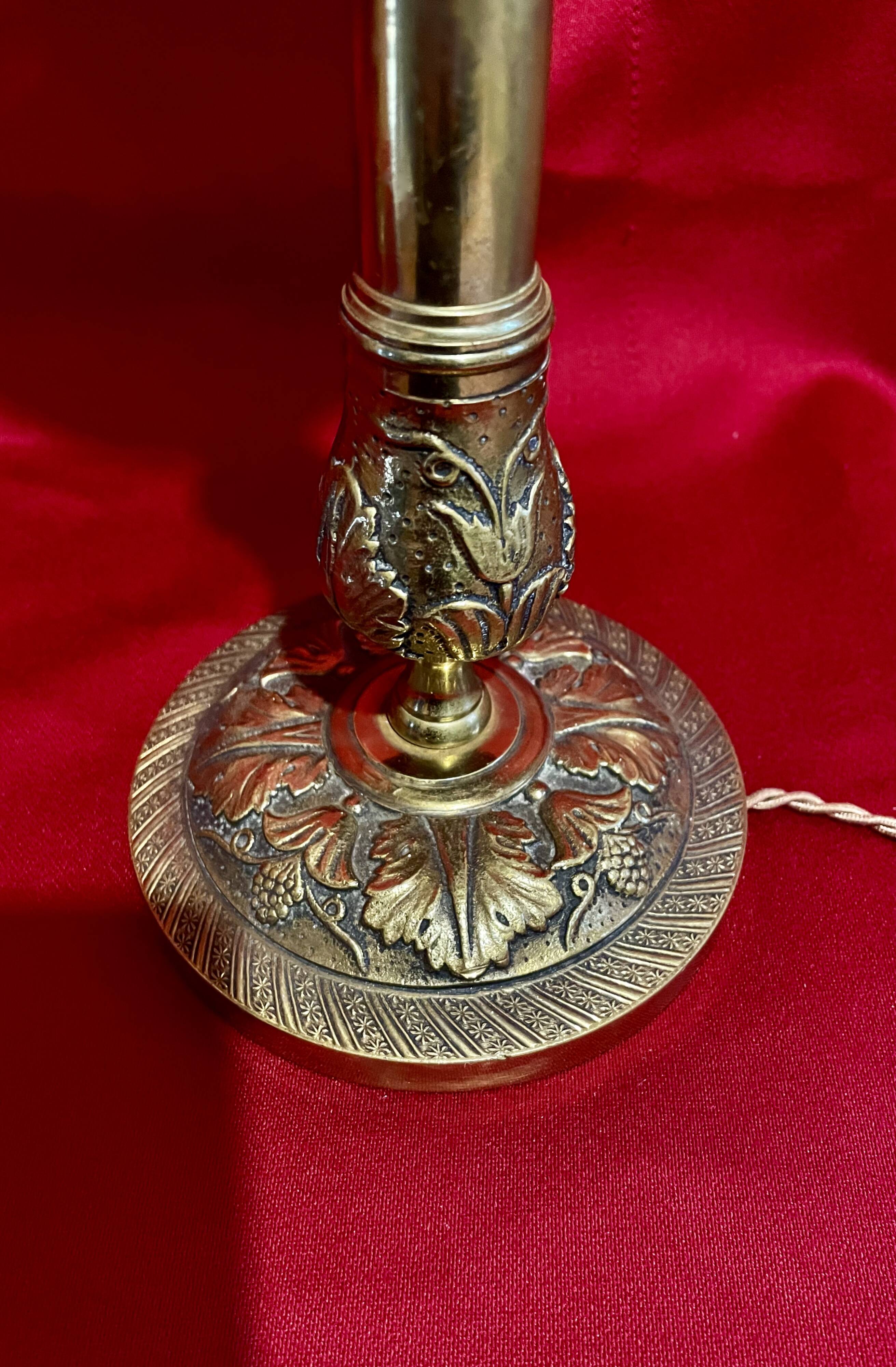 Lampes XIX ème, bronze doré, signées