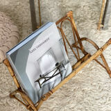 Vintage rattan magazine holder