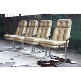 Set of 4 vintage chrome chairs 1970