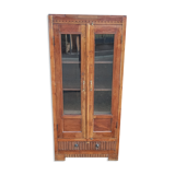Teak glass cabinet two doors and a drawer