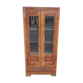 Armoire vitrée en teck deux portes et un tiroir
