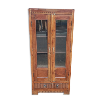 Teak glass cabinet two doors and a drawer