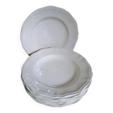 Set of 9 Sarguemines ivory soup plates