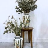 Pair of Boch Frères La Louvière vases, floral decoration signed Charles Catteau