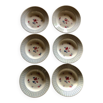 "Roseraie" soup plates from Digoin and Sarreguemines