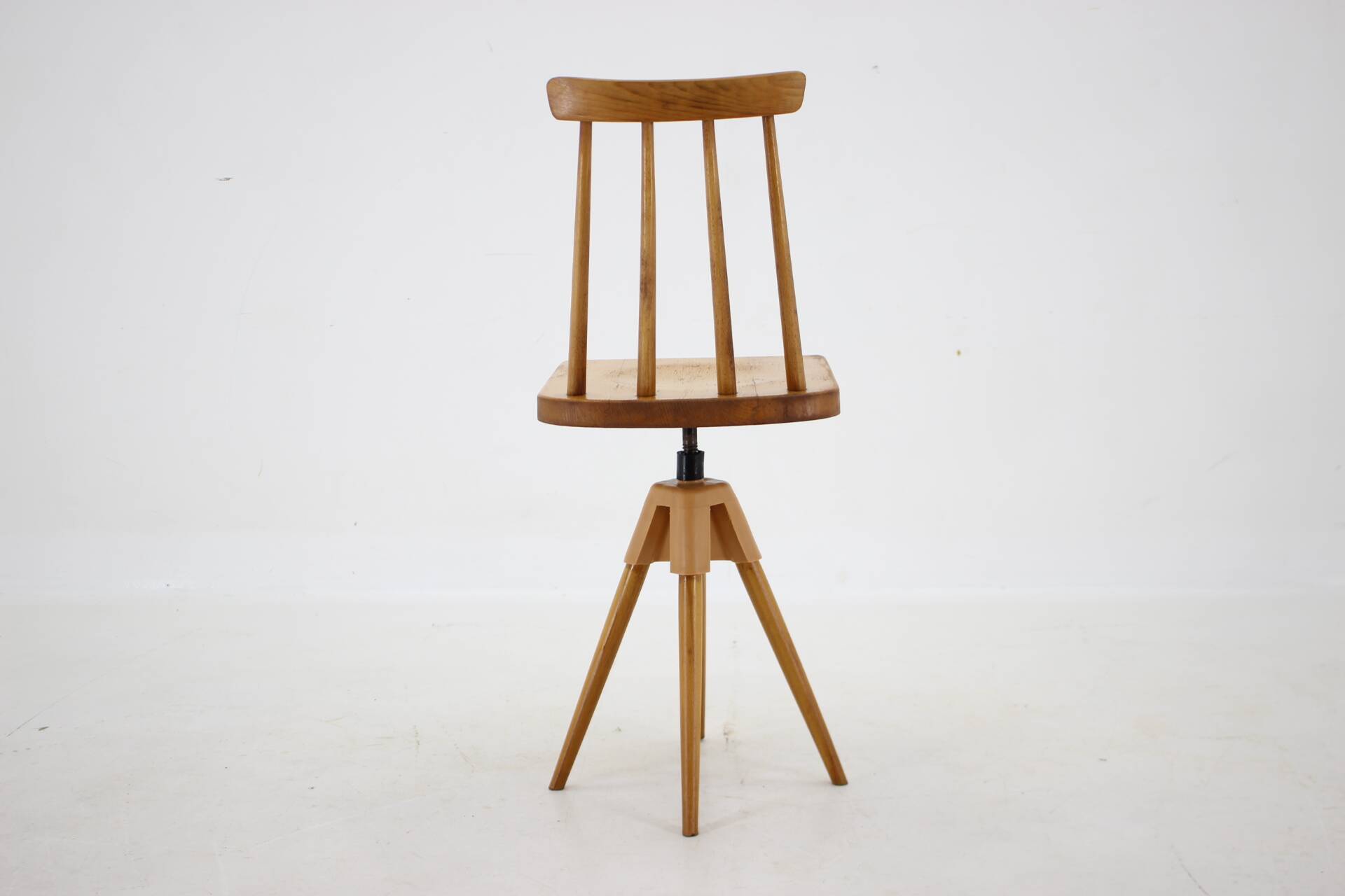 1970s  Beech Chair with Adjustable Height, Czechoslovakia