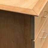 Vintage chest of drawers with compass feet, solid raw beech, 1960s