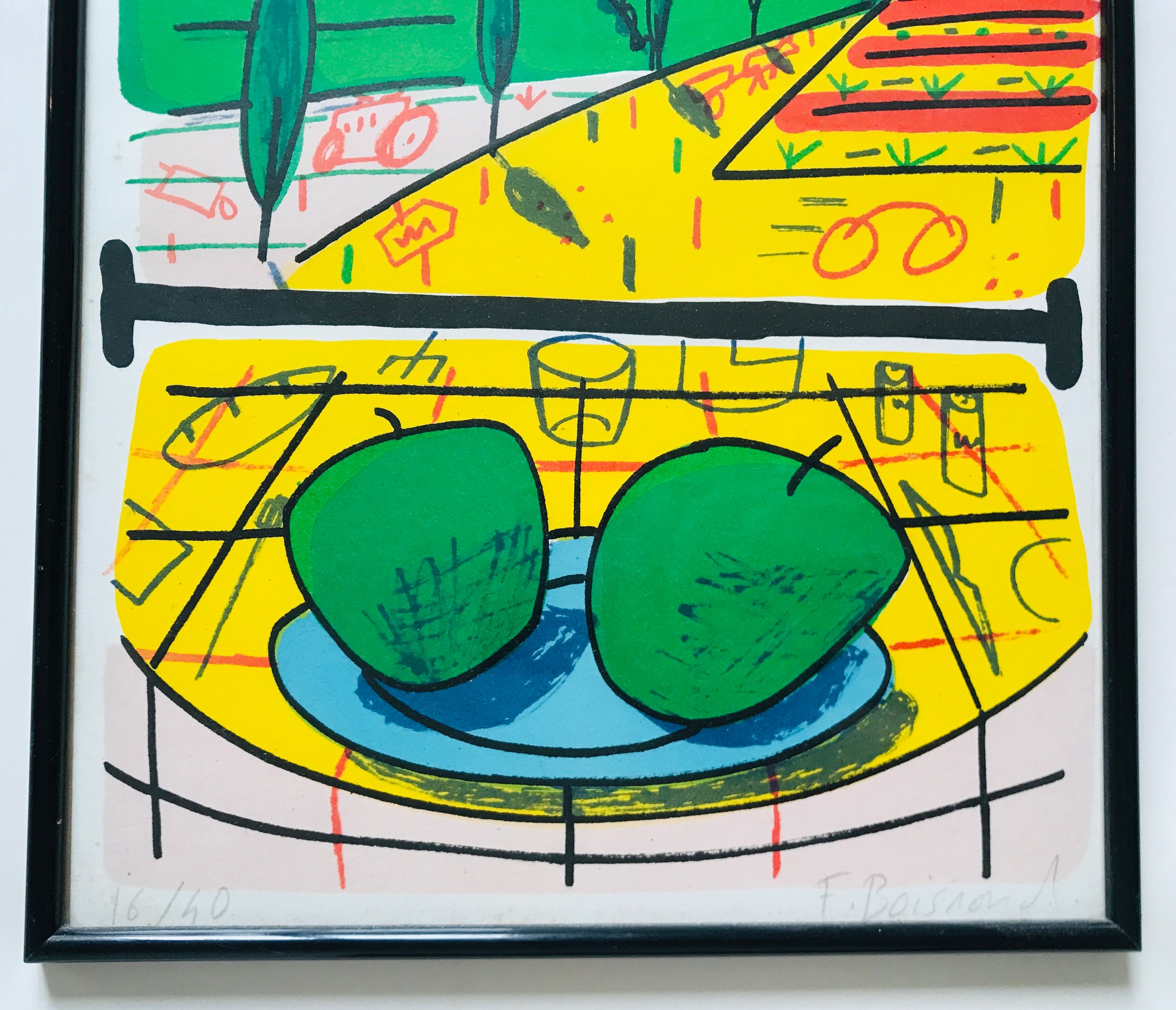 François boisrond. summer triptych. lithograph signed and framed