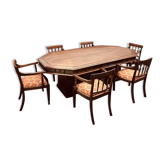 Table de réunion, à manger classique anglaise et 6 chaises