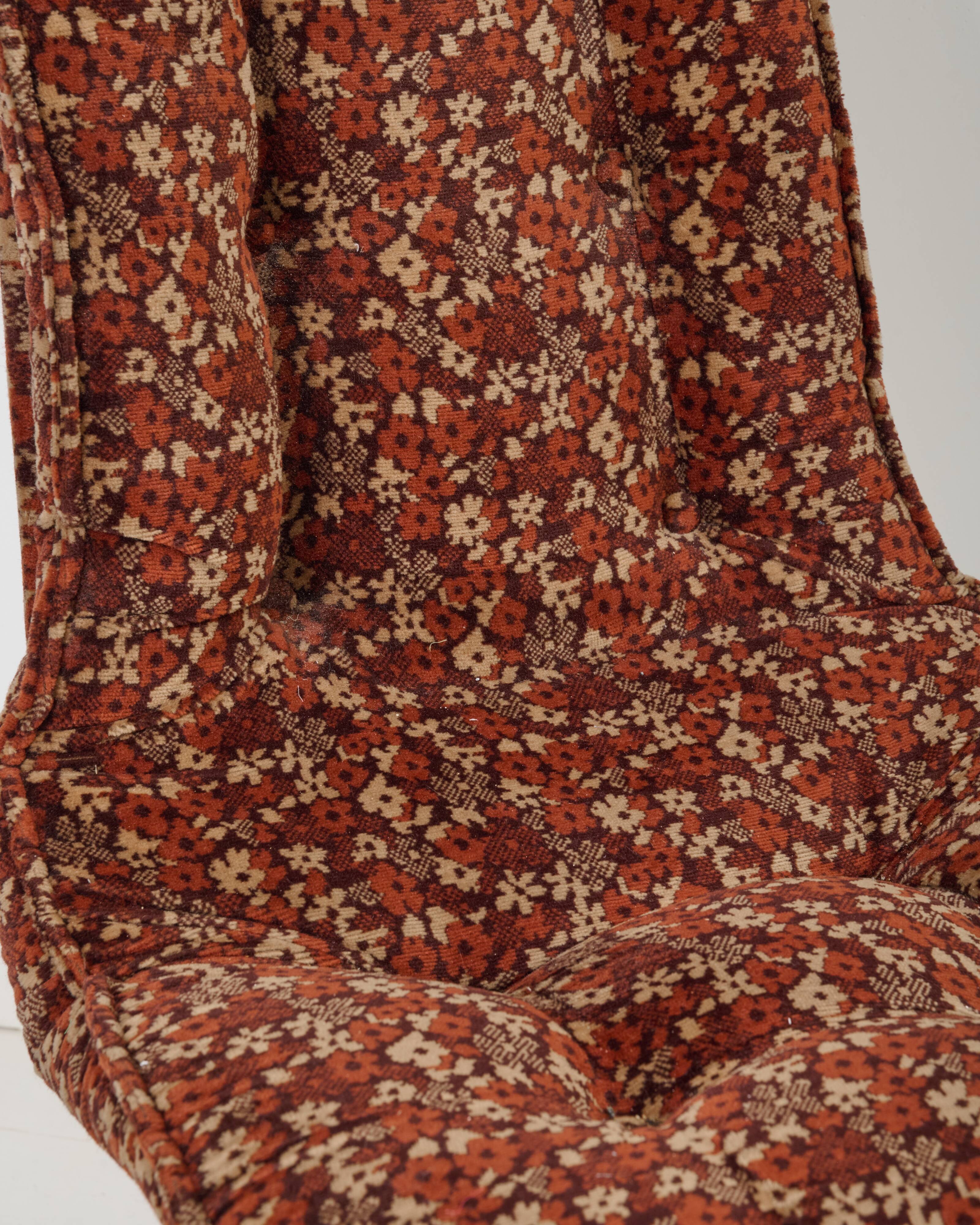 4 chaises en velours marron, 1970