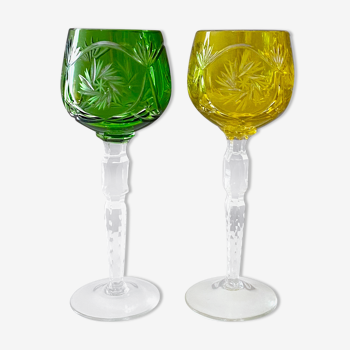 Ensemble de 2 verres en cristal verres à vin colorés