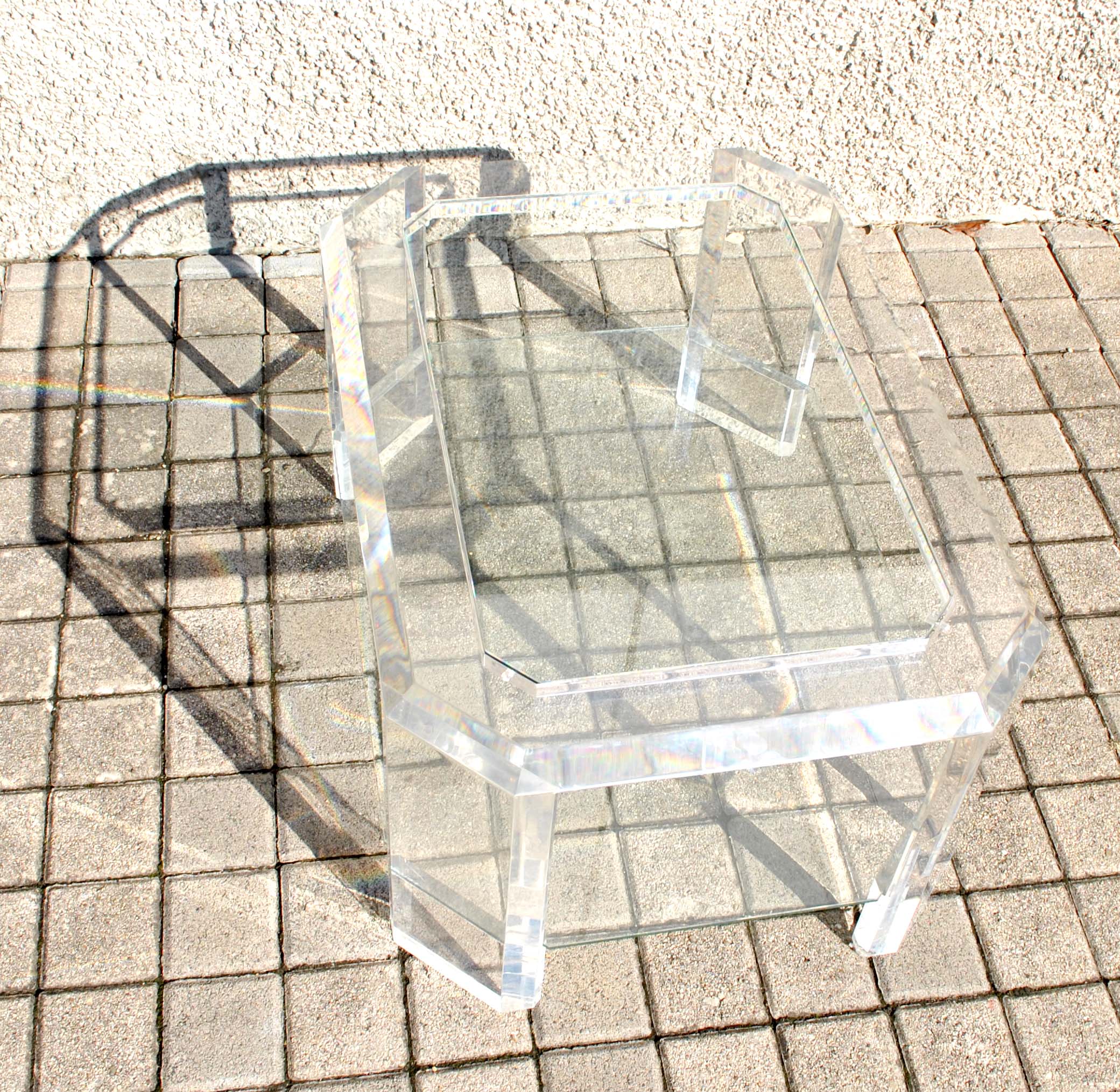 Coffee table DESIGN Modernist glass and transparent plexiglass Lucite DAVID LANGE 75x50