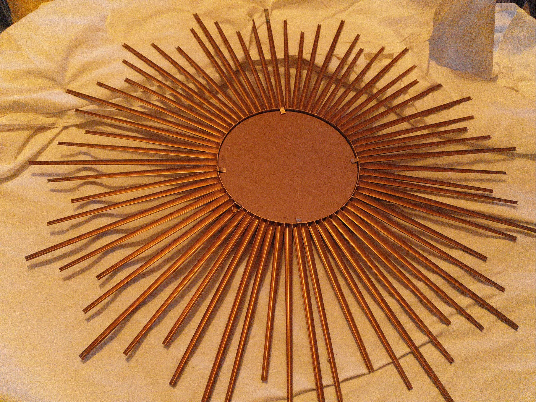 Chaty Vallauris sun mirror in gilded metal of 71 cm signed 50's / 60's