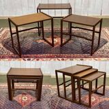 Set of 3 English teak nesting tables from the 1970s