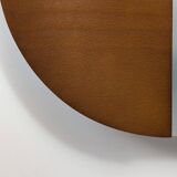 Pair of wood and glass wall lights from the 80s.