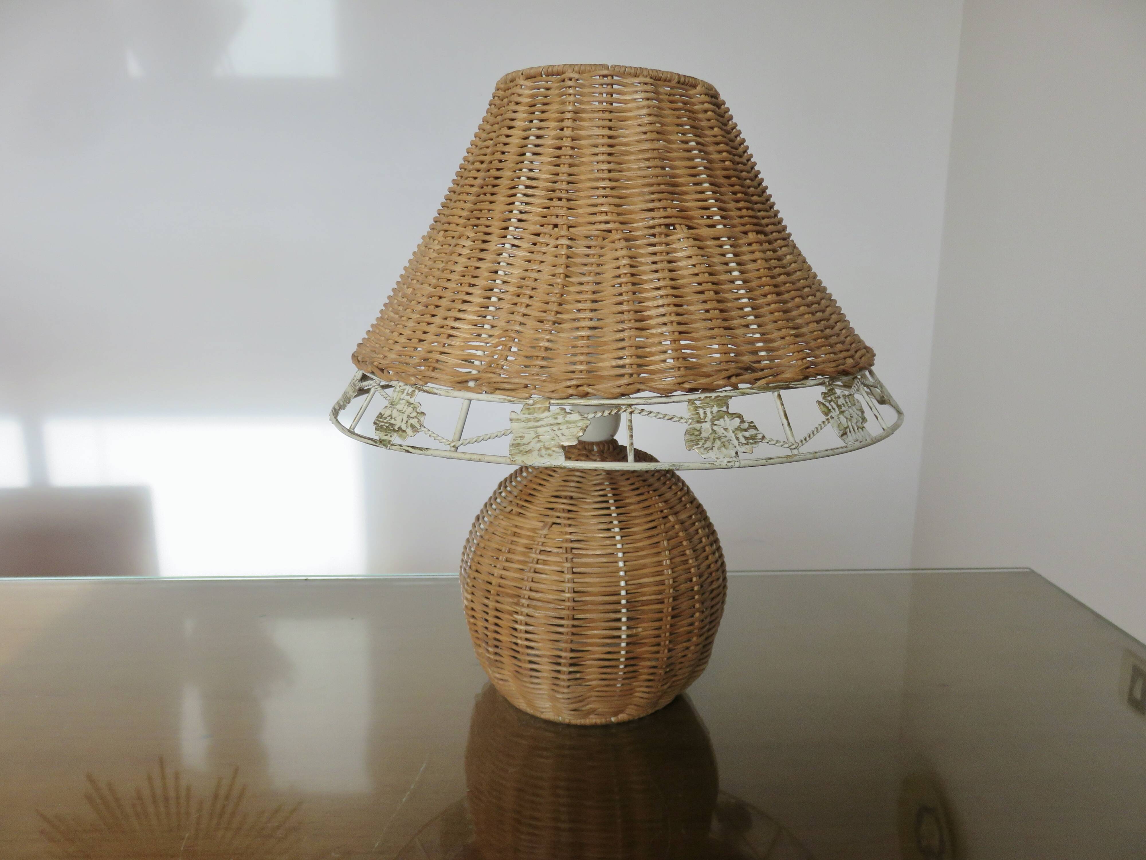 Pair of rattan lamps, 1980s