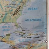 Old laminated map "North America - Physical Map" on the front / Agriculture and climate" back
