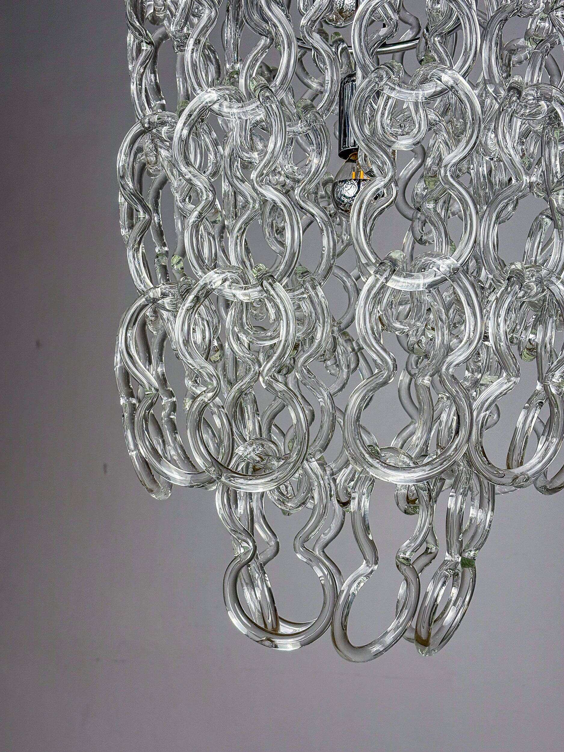 Giogali chandelier by Angelo Mangiarotti for Vistosi, Murano glass, Italy 1960s