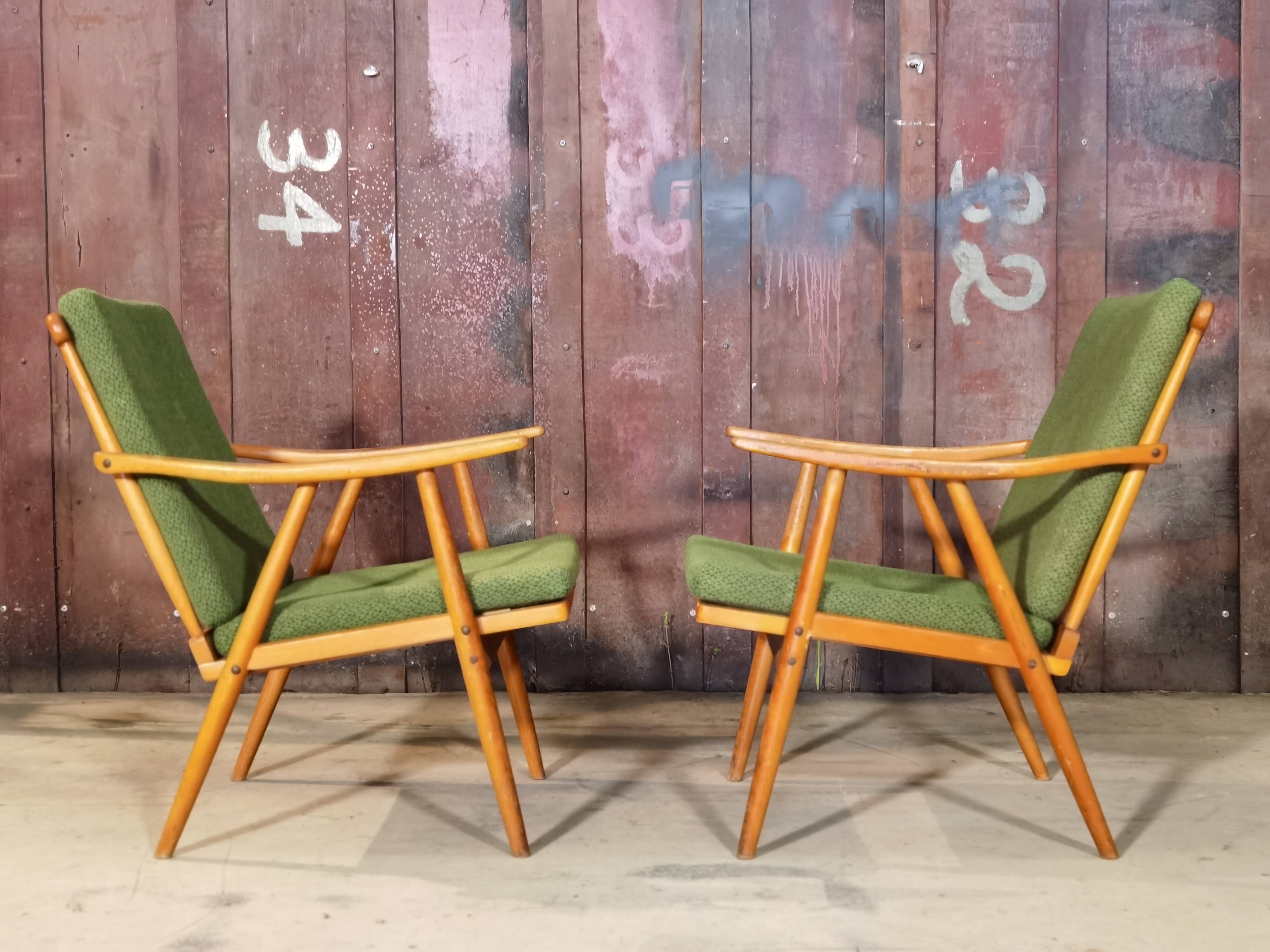 Pair of Thonet Boomerang armchairs