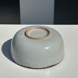 Small white glazed ceramic bowl black edges