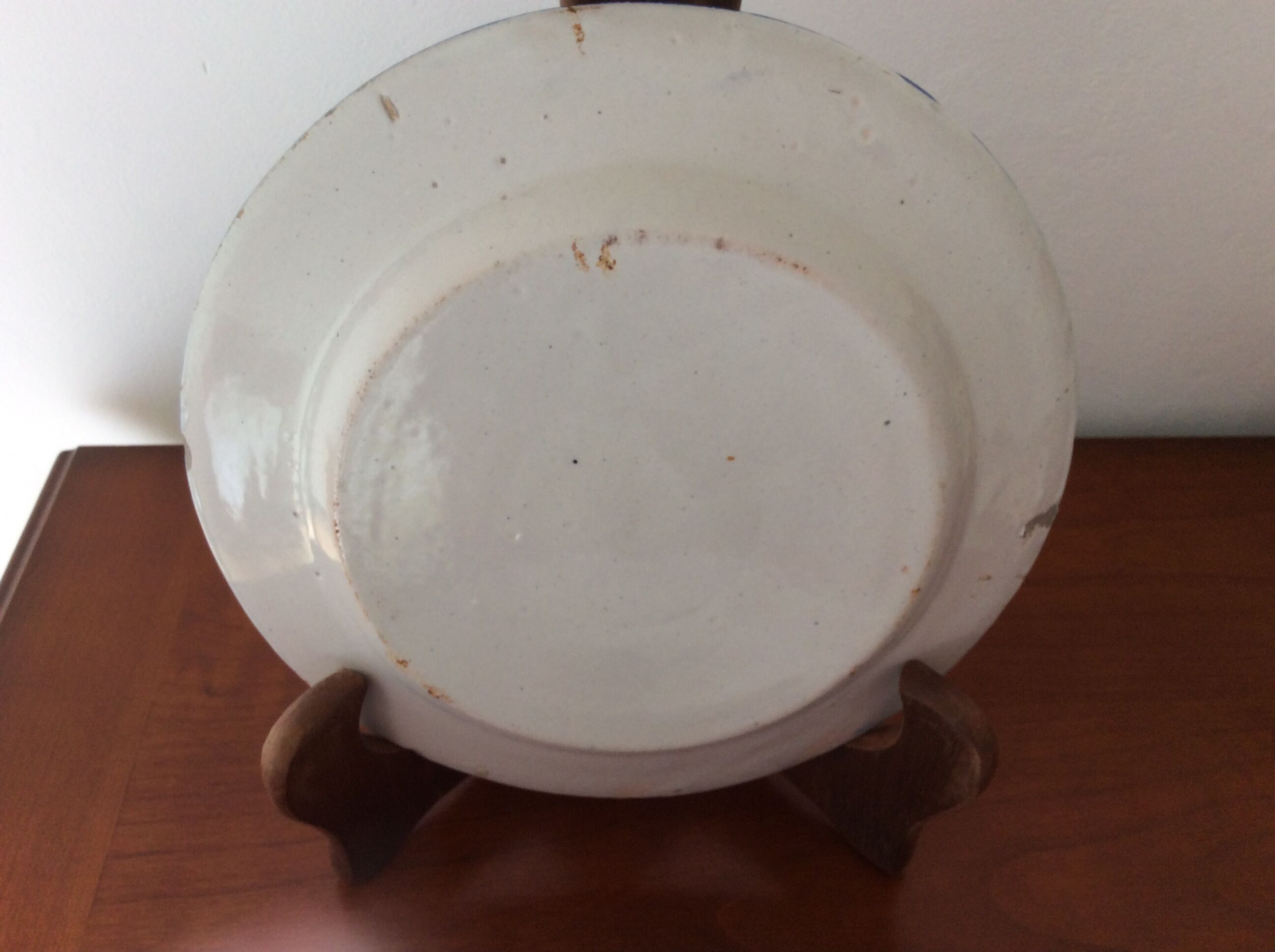 Set of 2 old painted terracotta plates enamelled