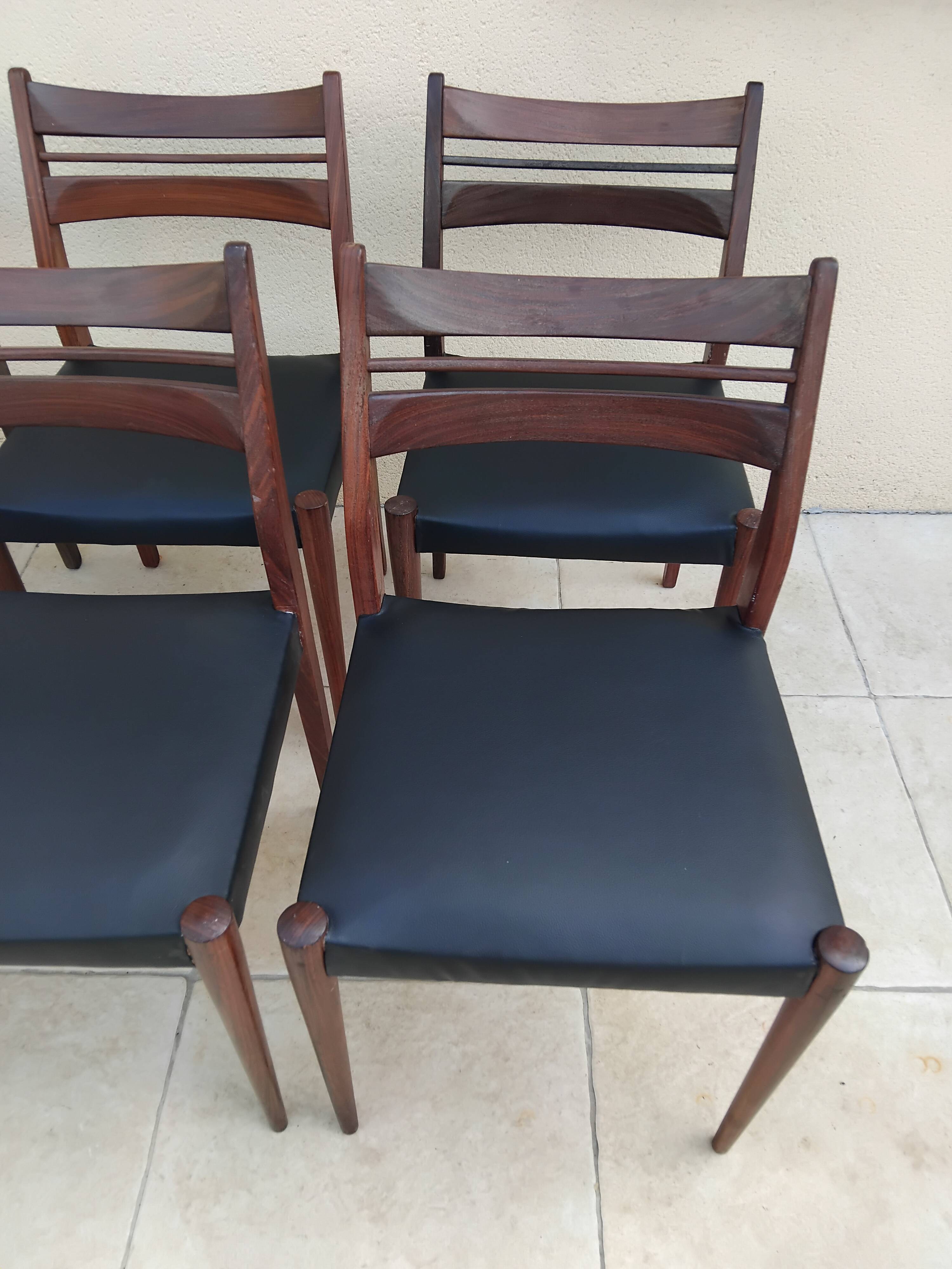 6 vintage teak chairs from the 1960s, Scandinavian Danish.